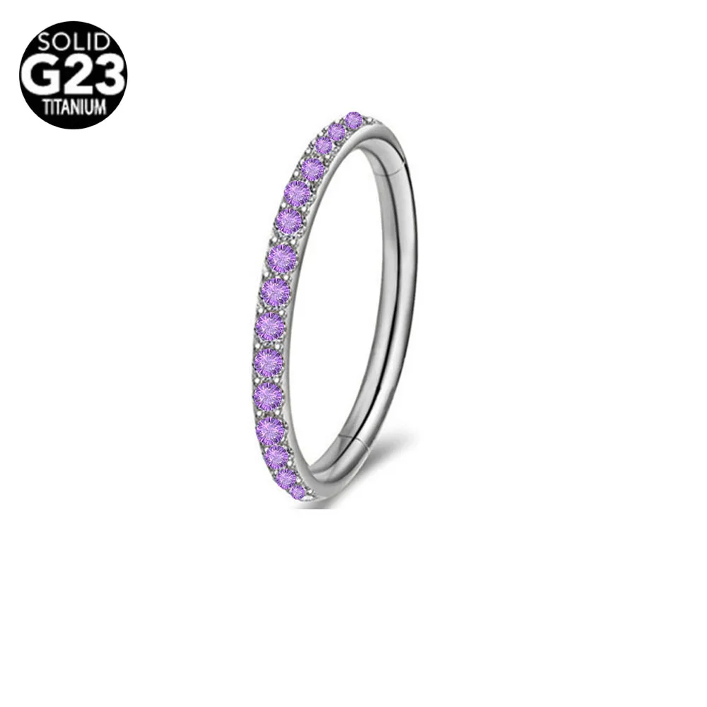 G23 Titanium 18/16G 6-12 CZ Septum Clicker Hoop Ring Nose Labret Ear Tragus Cartilage Daith Helix Earring Body Piercing Jewelry