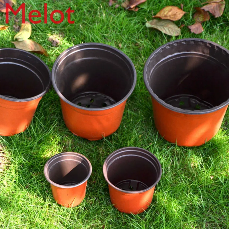 Household Garden Two-Color Cups Flowerpot Planting Seedling Plastic Basin Disposable Thickened Gardening Green Plant Flower Pot