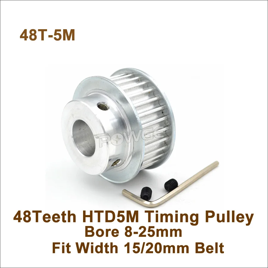 

POWGE 48Teeth 5M Timing Pulley Bore 8-25mm Fit Width 15/20mm HTD 5M Timing Belt 48T 48Teeth HTD 5M Synchronous Pulley