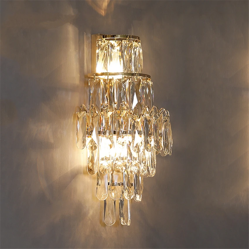 Post-modern Crystal Princess Room Wall Lamps Living Room Bedroom Sconces Wall Lights Luxury Bathroom