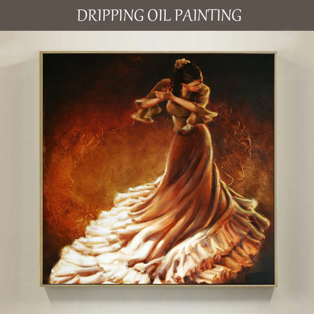 

Beautiful Wall Art Hand-painted Impressionist Flamenco Dancer Oil Painting on Canvas Modern Spanish Dancer Figure Oil Painting