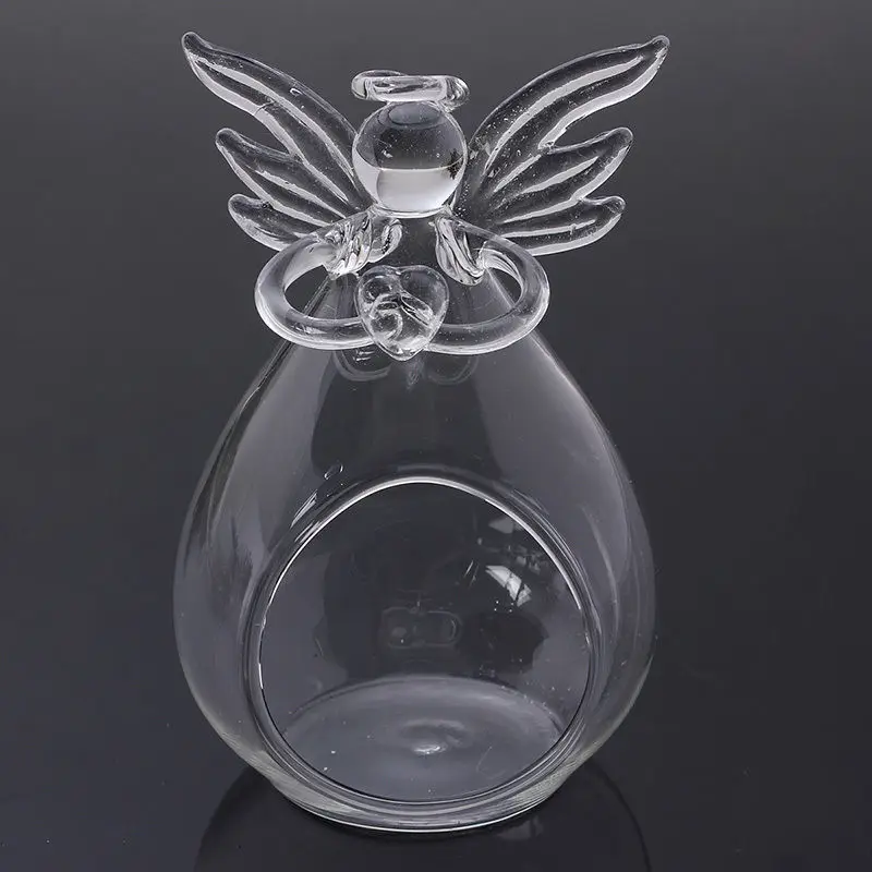 Creative Beautiful Angel Glass Crystal Hanging Tea Lamp Candle Holder Family Room Party Decoration Candle Holder Storage 2021