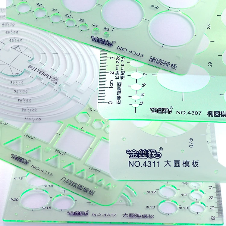 Butterfly Golden Monkey Red Ring Fashion Jewelry Design Drawing Ruler 16 PCS/Set Hard Thick Unbendable Stationery Items Template