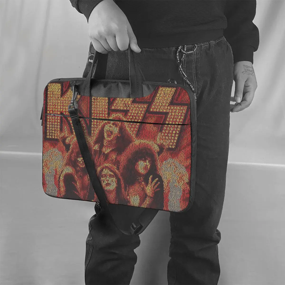 KISS Concert Songs Mosaic Laptop Bag Case Protective Vintage Computer Bag Bicycle Crossbody Laptop Pouch