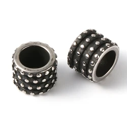 2 PCs Stainless Steel Beads Cylinder Gunmetal Dot Beads for Man DIY Fashion Jewelry Making 12mm x 9mm, Hole: Approx 8mm