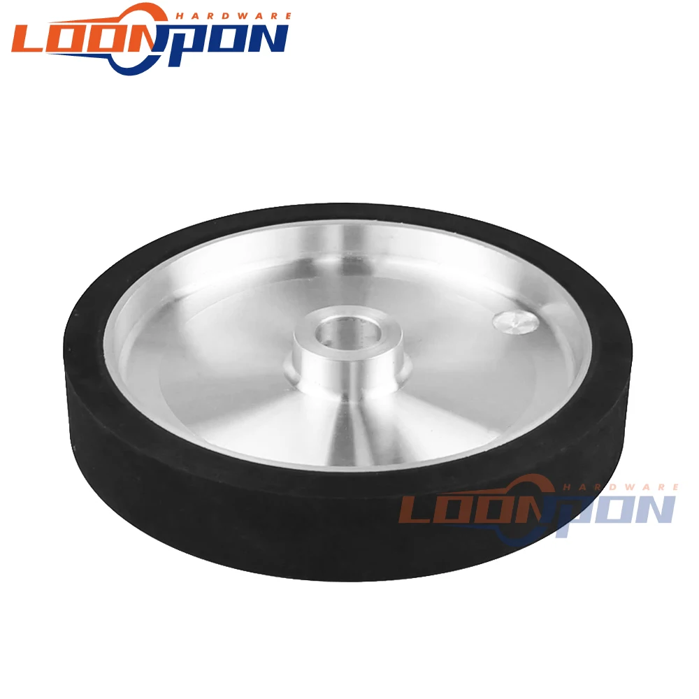 150mm Flat Rubber Contact Wheel Serrated Belt Grinder Contact Wheel Rubber Wheel 25.4mm Bore 50mm Thickness 1Pc