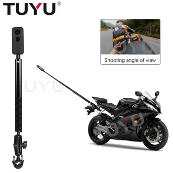 TUYU Motorcycle Bicycle Invisible Selfie Stick Monopod Handlebar Mount Bracket For GoPro Insta360 X4 X3 Single X2 Camera Accessories