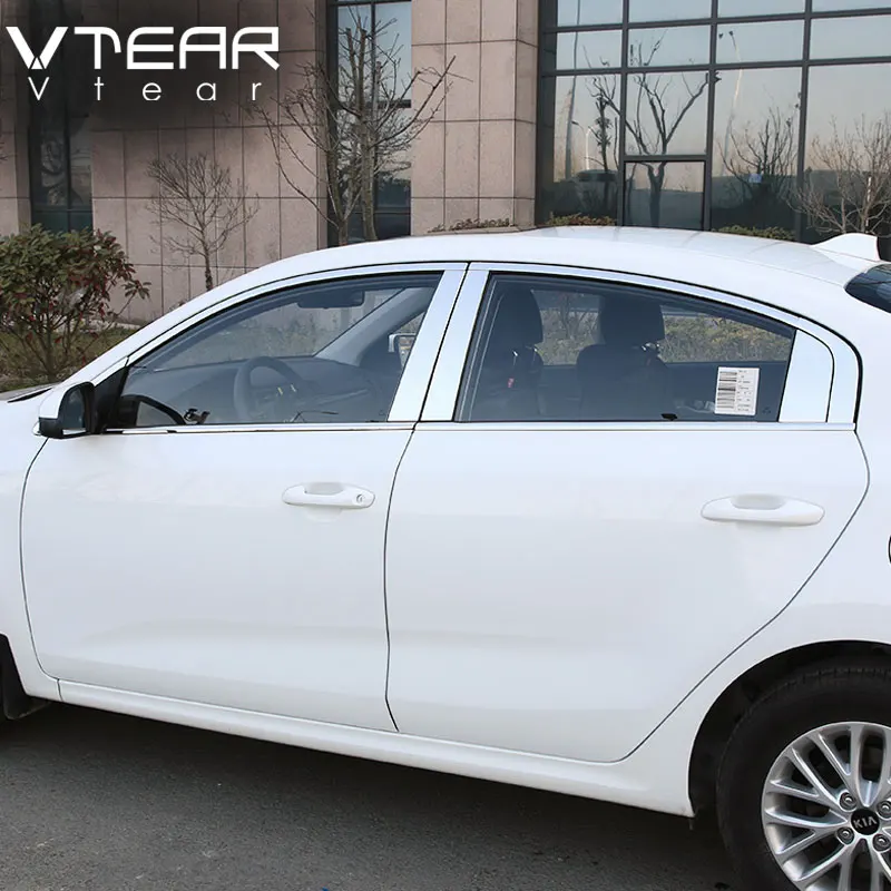 Vtear For Kia Rio 4 Accessories car window trim cover Chromium Styling plate Exterior car-styling decoration parts 2017-2019