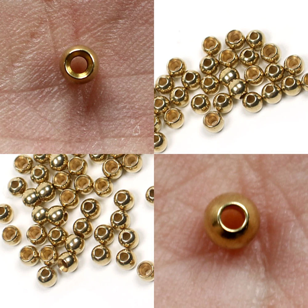 ICERIO 100PCS Brass Beads Head for Nymph Streamer Bugs Fly Fishing Tying Materials 2.4mm 2.8mm 3.3mm 3.8mm