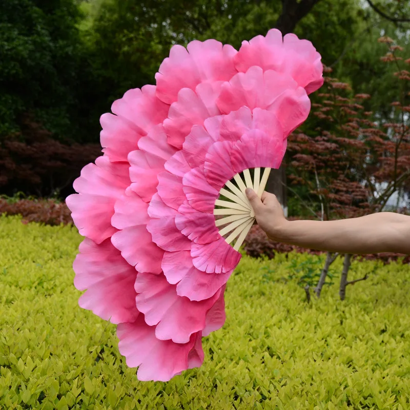 Chinese Style Dance Fan Peony Petal Dance Fan Stage Performance Props Double Sided Yangko Dance Folding Fan Decor Party Gifts