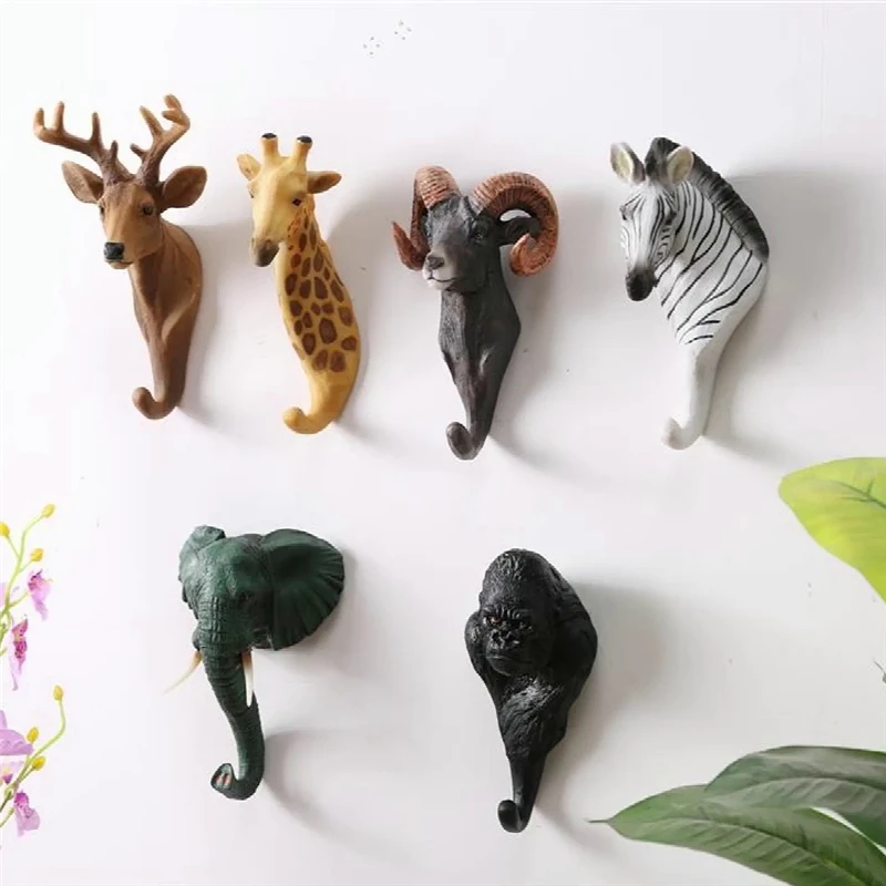 

Animal Hook Creative American Entrance Porch Wall Decoration Key Holder Resin Handmade Light Luxury Coat Rack Decoration