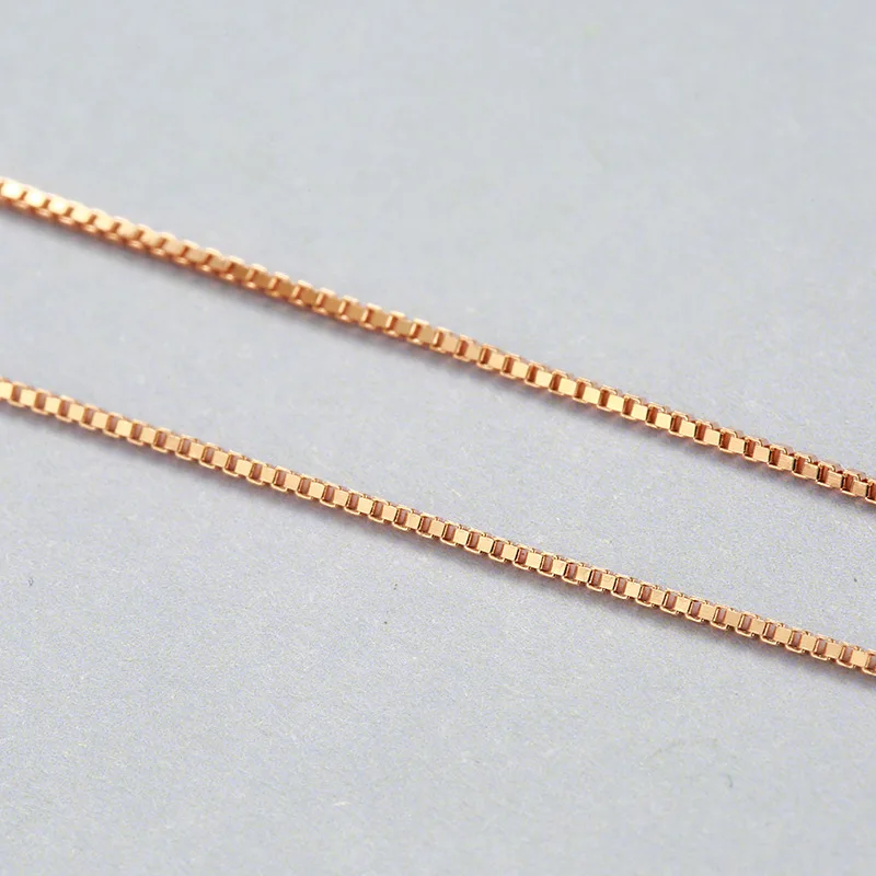 MIQIAO 925 Sterling Silver Box Chain Long 40 45 50 55 60 cm Wide 0.7 0.8 1.0 1.2 mm Rose Gold Platinum Color Necklace Fashion
