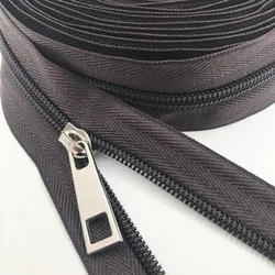 5# 5 Meter 24 Colors Nylon Coil Zippers by The Yard with 10pcs Sliders  for Sewing Sports Coat Bag Garment Clothing Accessory