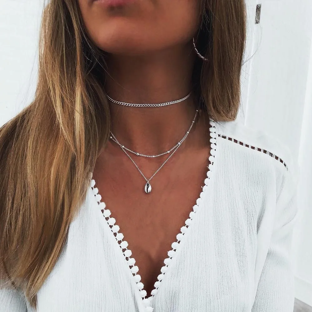 Tenande Vintage Mehrschichtige Party-Schmuckketten mit Blättern, Sternen, Hamsa-Hand und Mond für Damen - Trendige Bijouterie – Detail 11