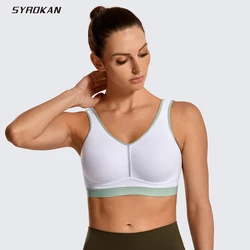 SYROKAN Lightweight Wireless Medium Impact Sports Bras for Women Comfortable Support Workout Yoga Bra