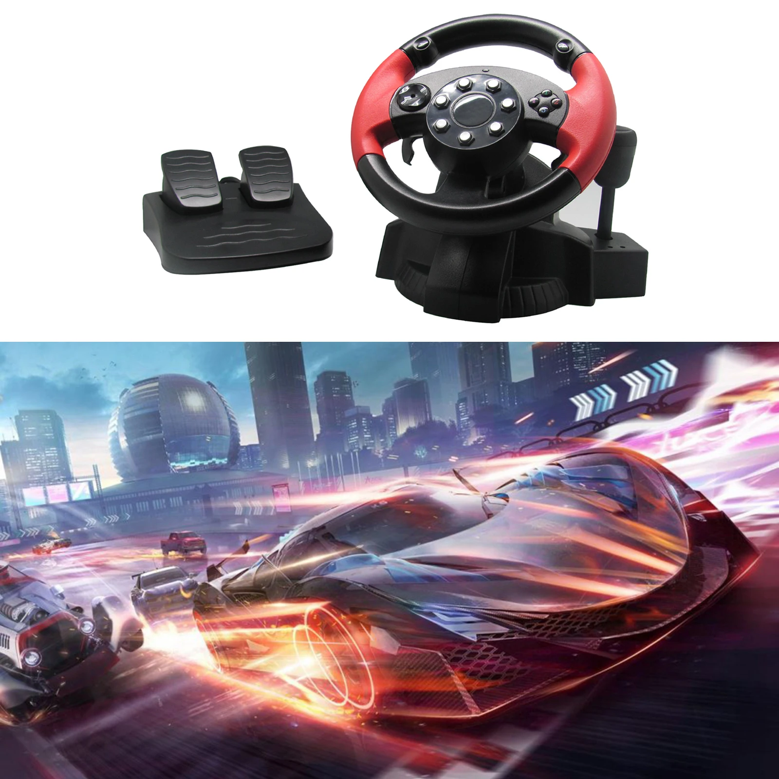 PC Games Racing Driving Simulator Steering Wheel And Pedal Set for