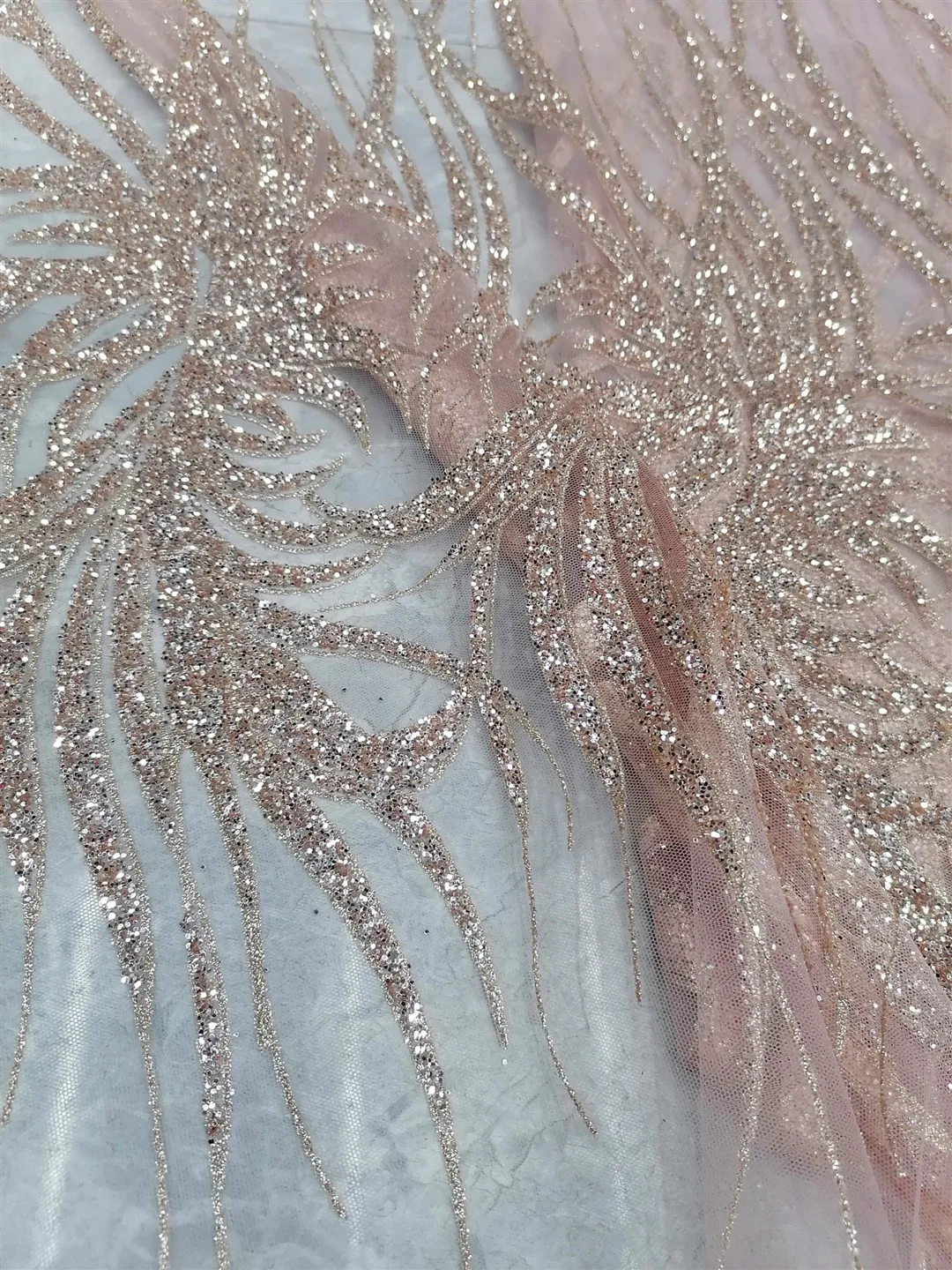 Evening dress fabric Shiny glued glitter fabric/wedding dress fabric French mesh tulle lace wedding dress party dress