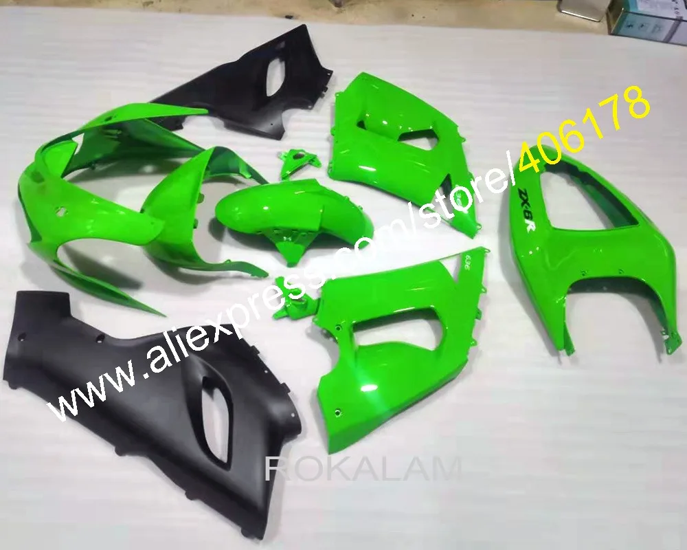 

Cheap 05-06 ZX-6R Fairing For Kawasaki Ninja ZX6R 2005 2006 Green Black Bike Fairings (Injection Molding)