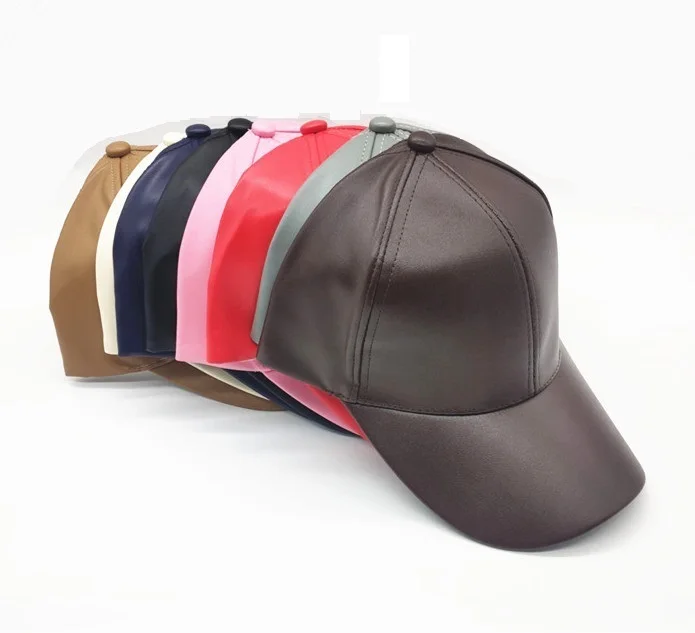 New Adult Solid faux leather snapback hat Male Sports baseball cap Women Trucker hats gorros