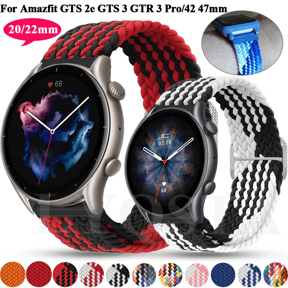 Correa trenzada de 20 y 22mm para Xiaomi Amazfit GTS/2/2e/GTS2 Mini/GTR 42/47mm, Correa de reloj GTS3 GTR3 3 Pro