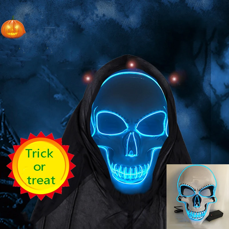 Halloween máscara led iluminação truque ou tratar terror thriller iluminar acima festa cosplay máscaras brilham no escuro.