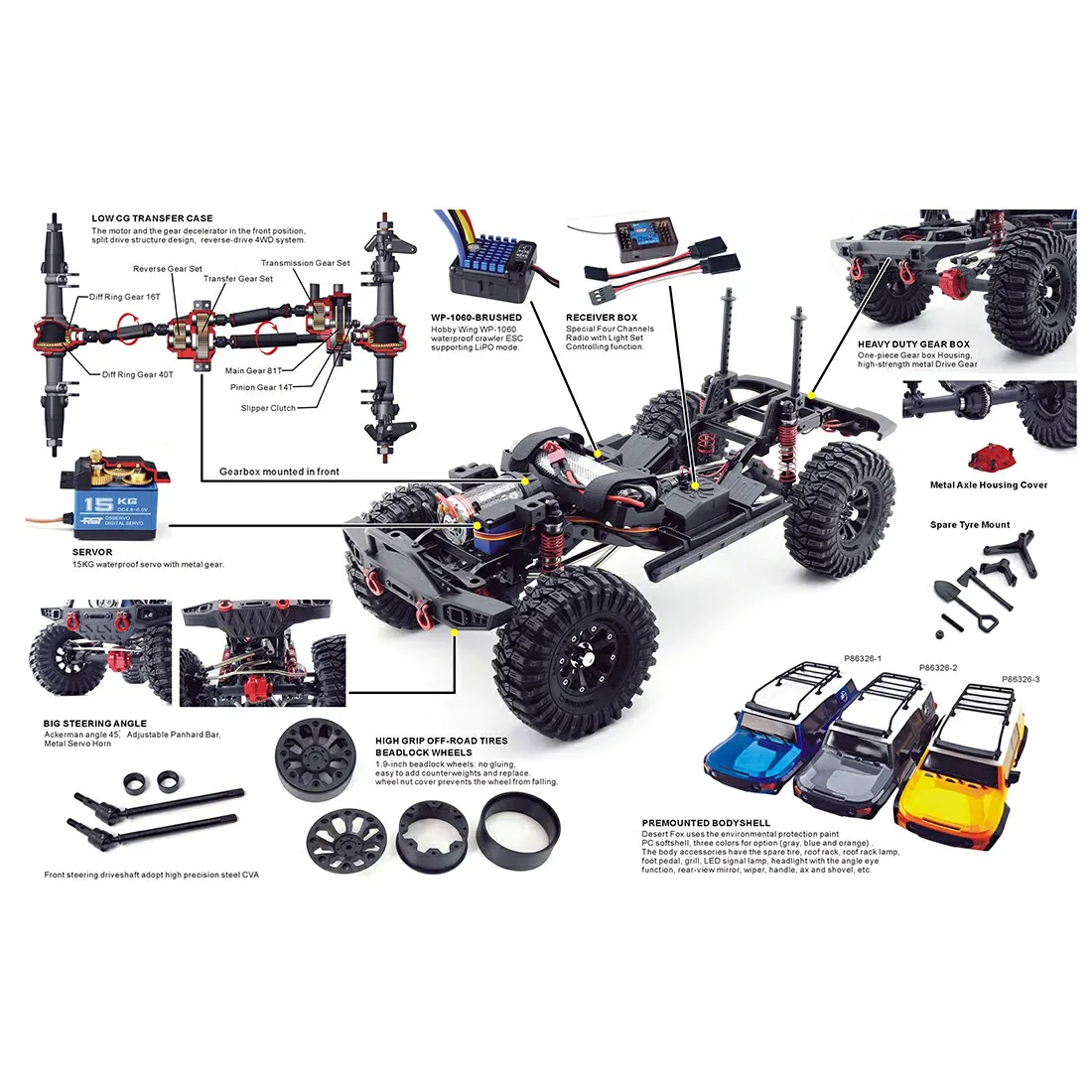 RGT EX86120 1/10 4WD 2.4G Remote Control Climbing Car Off-road Vehicle Model VS EX86110 EX86100