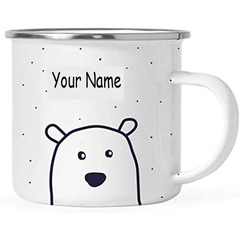 Stainless Steel Camping Coffee Mug Christmas Hot Chocolate Stainless Steel Campfire Coffee Mug Gift, Polar Bear,