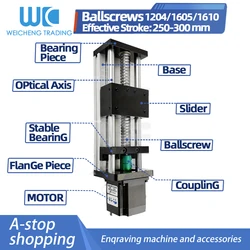 Z Axis Sliding Table Linear Motion Guide Rail and Ball Screw 1204/1605/1610 Effective Strokes 250/300mm GGP X-Y Axes CNC Machine