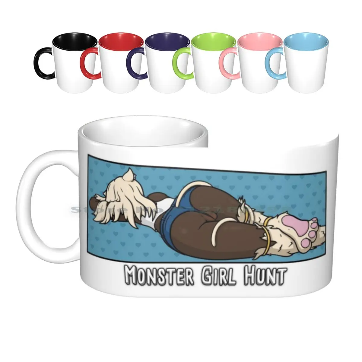 Monster Girl Hunt-Cat Nap Ceramic Mugs Coffee Cups Milk Tea Mug Monster Girl Hunt Monster Girl Happy Cute Sexy Cartoon Toon