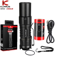 KLARUS Mini Flashlight XP-L HD 1000LM Compact Dual-Switch Tactical Torch Light With 16340 Battery for Camping,Hiking