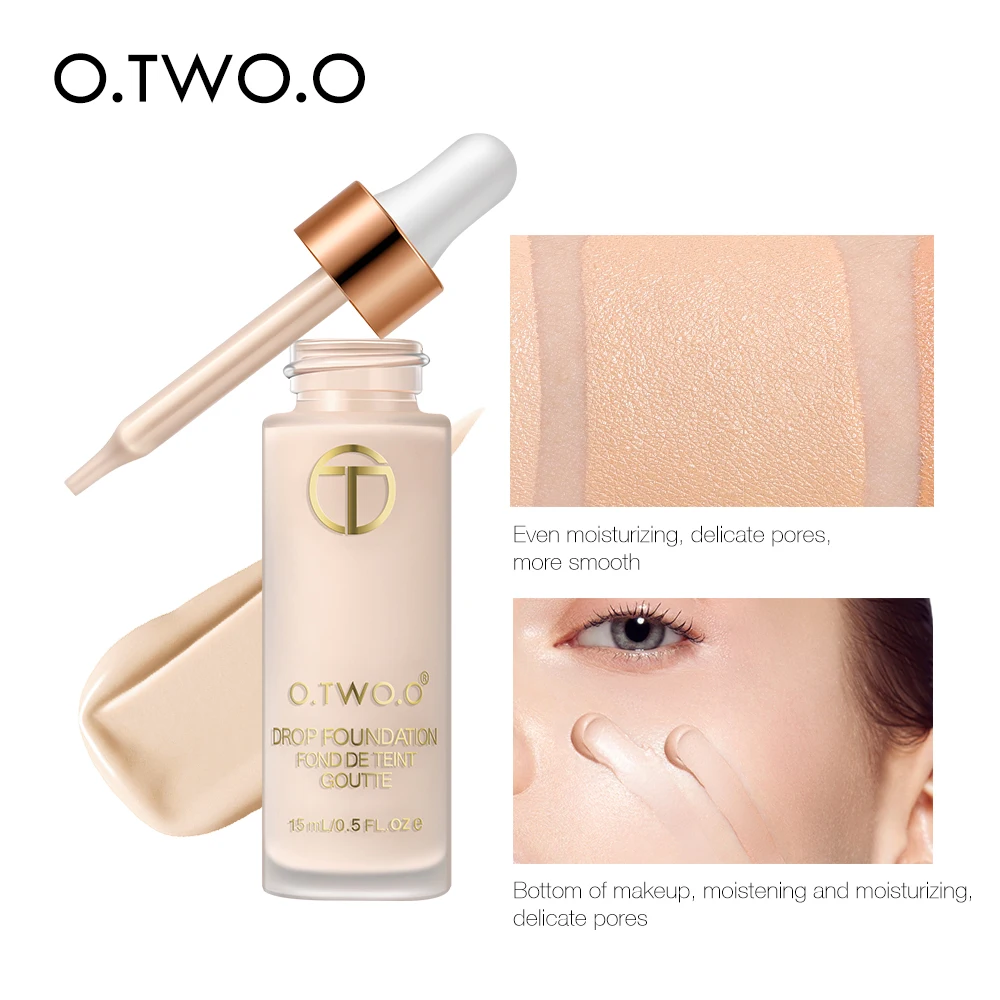 O.TWO.O Liquid Foundation Full Coverage Natural Makeup Base BB Moist Oil Free Face Concealer Long Lasting Foundation Cosmetics