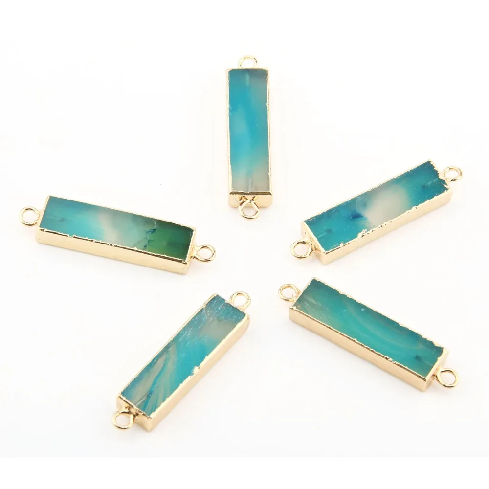 

Natural Stone Pendant Rectangle Shape Double Hole Connector for Jewelry Making DIY Elegant Necklace Bracelet Accessories