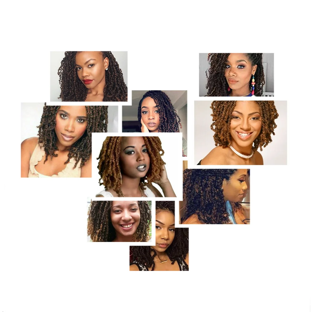 12 zoll Frühling Twist Haar Afro Flauschigen Synthetische Twist Zöpfe Ombre Häkeln Haar Extensions Für Frauen Großhandel Haar Expo Stadt