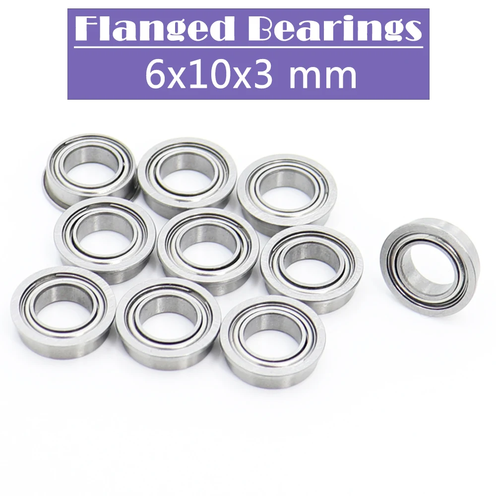 MF106ZZ Flange Bearing 6*10*3 mm ( 10 PCS ) Miniature Flanged MF106 Z ZZ Ball Bearings