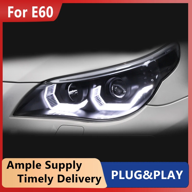 

Автомобильный Стайлинг для BMW E60 фары 2003-2010 523i 530i E60 фары светодиодный двойной проектор ксеноновые фары замена
