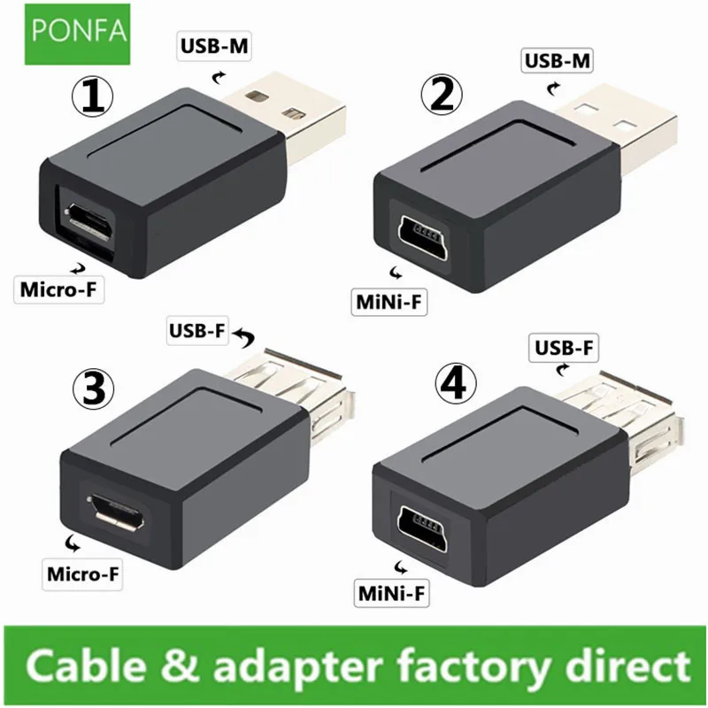 USB 2.0 Type A Male & Female to Micro USB & Mini USB 5Pin Female Adapter Plug Converter usb 2.0 to Mini USB Micro usb Connector