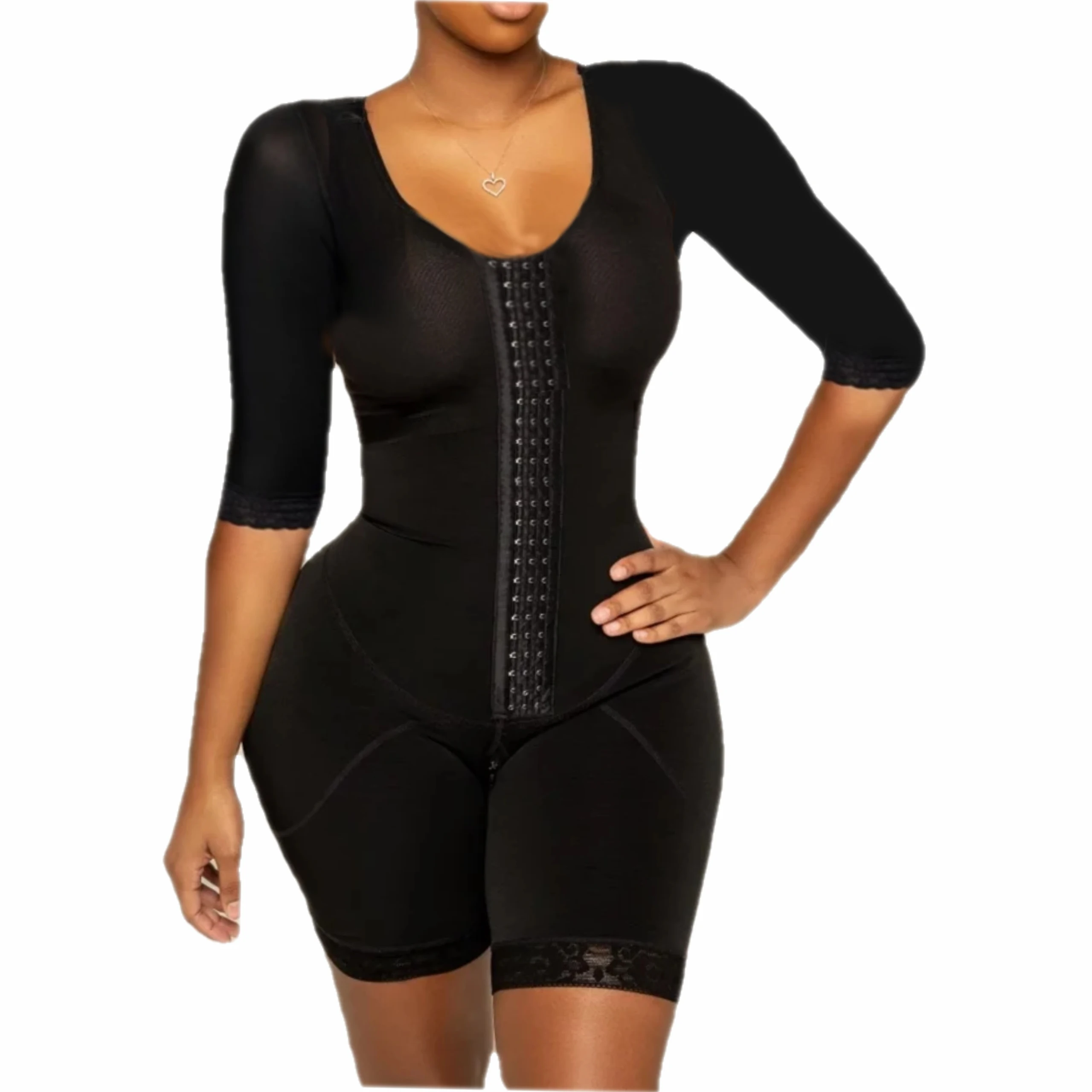 Gaine Colombienne Women Full Body Shaping Bodysuits For Half Sleeve Compression Garments After Liposuction Postpartum Shapewear