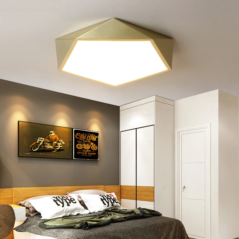 

Simple Ultra Thin Ceiling Light Led 48W Geometrical Hexagon Gold 110V Led Ceiling Light Dimmable For Bedroom Sleeping Room Lamp