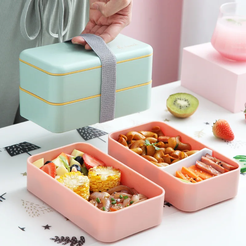 TUUTH Hot Sale Ins Style Double Layer Lunch Box BPA Free Microwave Bento Box Food Container for School Office