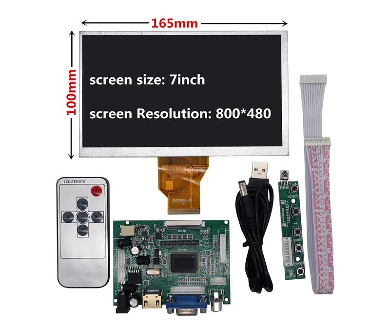 

7 Inch For Raspberry Pi Banana/Orange Pi Mini Computer LCD Screen Display Monitor Driver Control Board 2AV HDMI-Compatible VGA