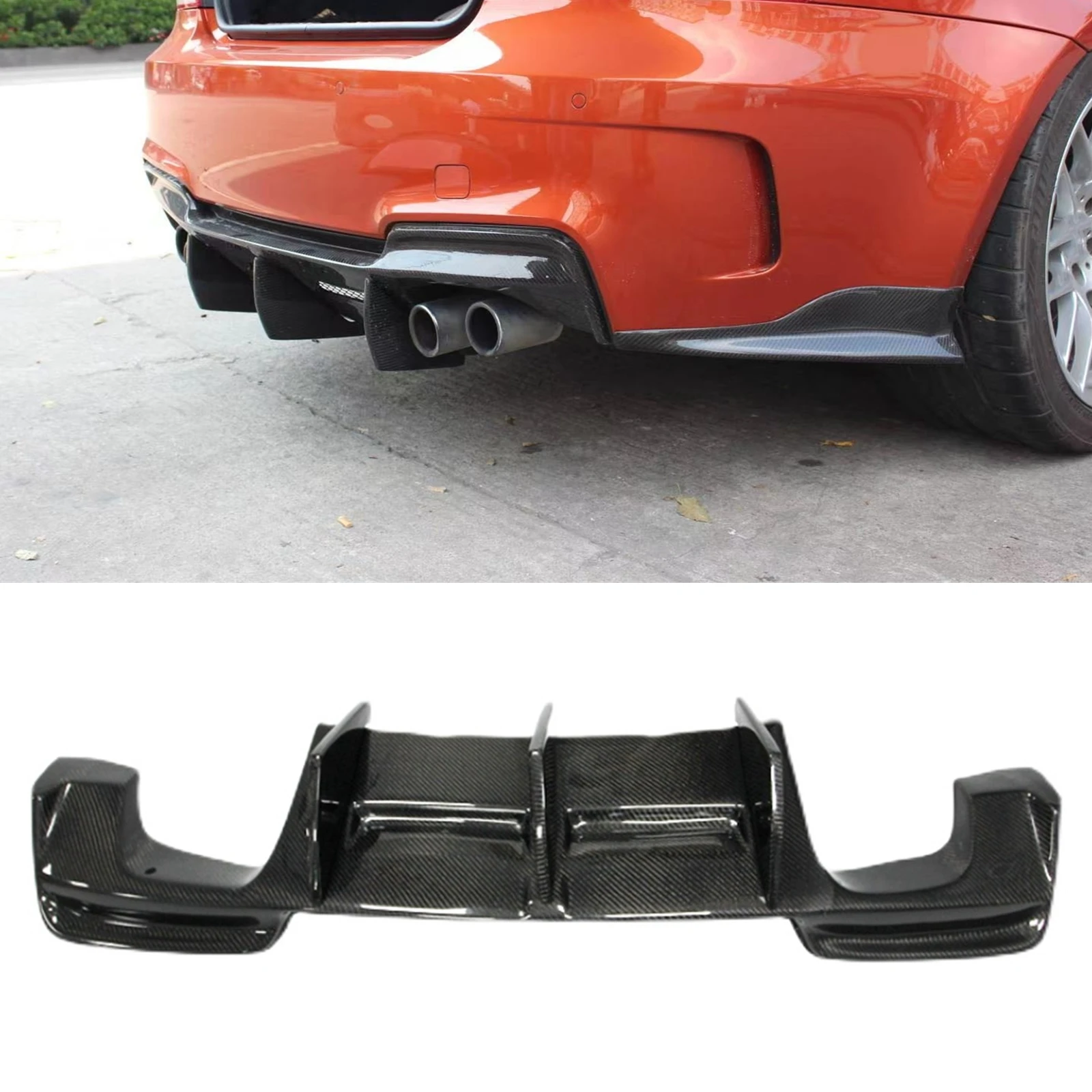 

For BMW 1 Series E82 1M E88 1M Coupe 2 Door 2011-2013 RZ Style Real Carbon Fiber Rear Boot Bumper Diffuser Spoiler Splitter Lip