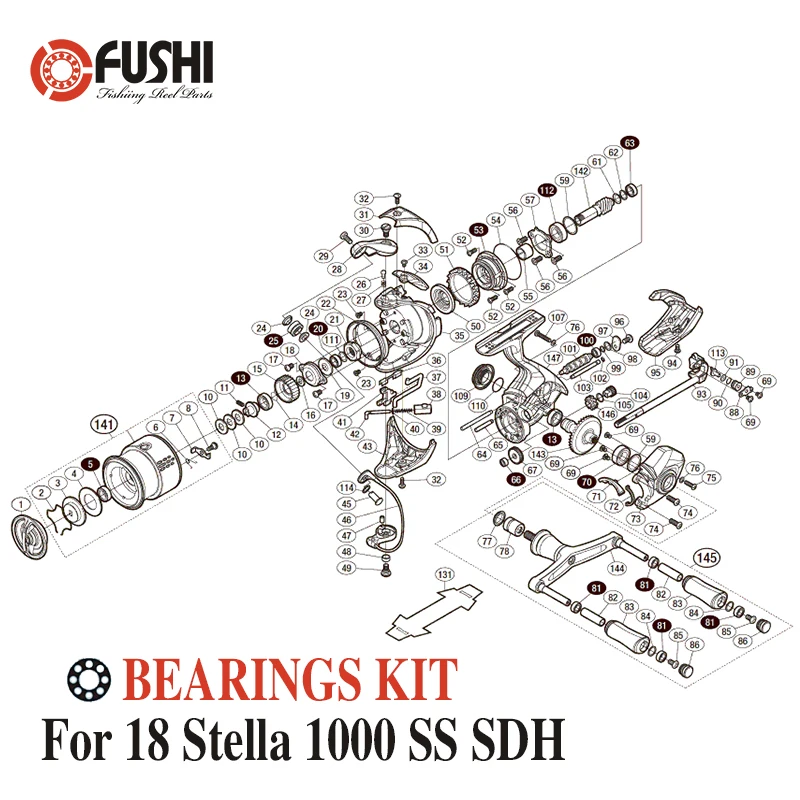 Fishing Reel Stainless Steel Ball Bearings Kit For Shimano 18 Stella 1000 SS SDH  / 03797 Spinning reels Bearing Kits