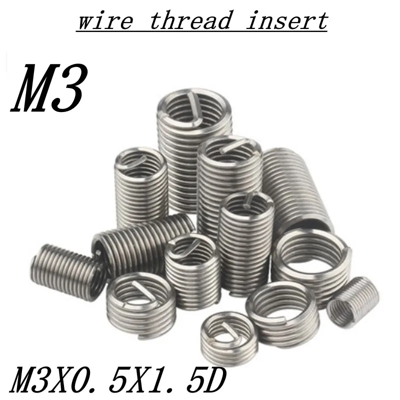 50pcs M3*0.5*1.5D Wire Thread Insert Stainless Steel 304 Wire Screw Sleeve, M3 Screw Bushing Helicoil Wire Thread  Inserts