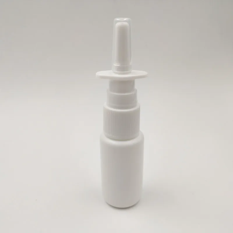 

250sets/lot 20ml HDPE White Plastic Nasal Spray Bottle Empty Nose spray bottle with 18/410 Nasal Oral Atomizers Pump