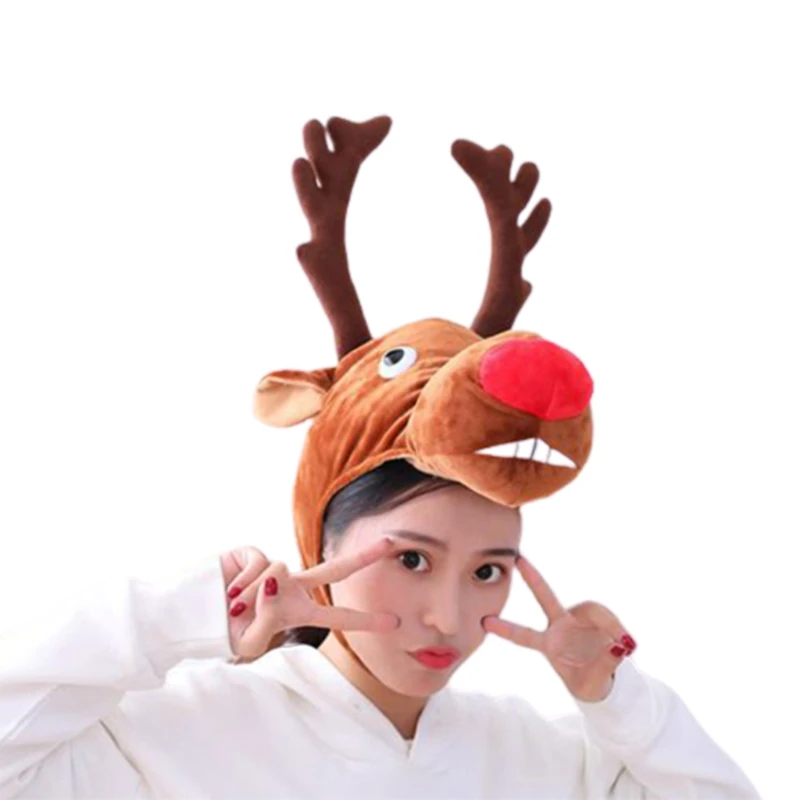 

Kawaii Elk Deer Warm Hat Plush Elk Headgear Dress Up Cute Cosplay Stylish Cap Doll Toy Parent-child Props Party Costume