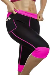 Women Hot Neoprene Sauna Sweat Pants with Pocket Workout Running Slimming Shorts Capris Compression Leggings Body Shaper