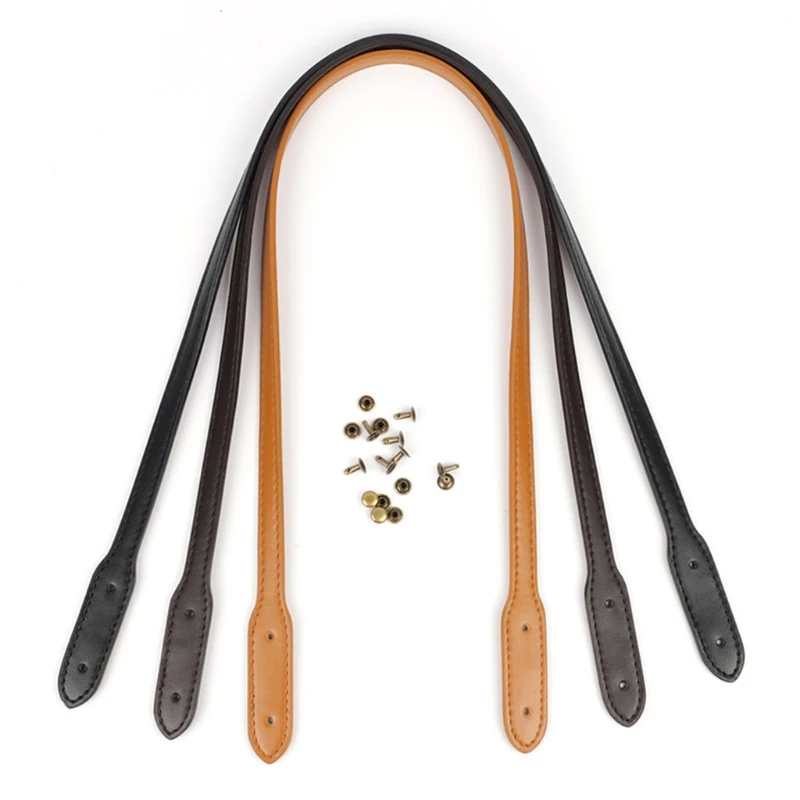 Correa de cuero PU desmontable para bolso de mano, repuesto de correa de mano, remaches extendidos, 2 piezas