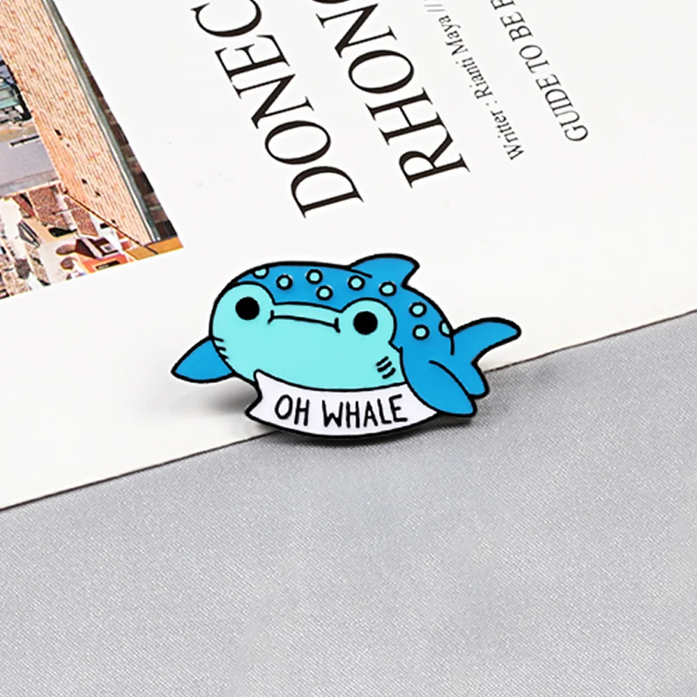 Cartoon Lonely Whale Shark Enamel Pins Ocean Sea Animals Lapel Brooches Creative Fish Badges Collection Jewelry For Women Men