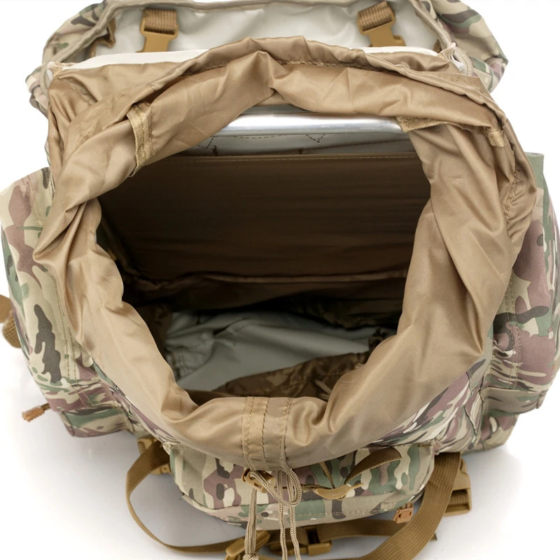 Tactical Mountaineering Backpack Outdoor Camping Training Military Travel Climbing Hiking Bag Plus Capacity 65L Large Ski Pouch