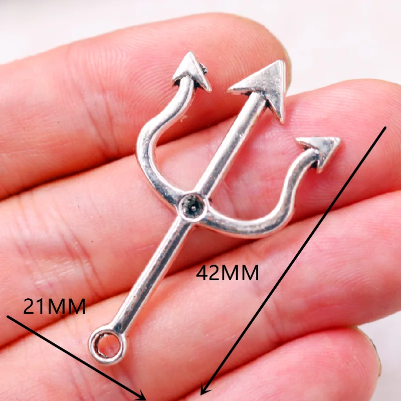 12pcs Gold Color Silver Color Weapon Trident Pendants Retro Earrings Metal Accessories DIY Charms Jewelry Crafts Making A1249